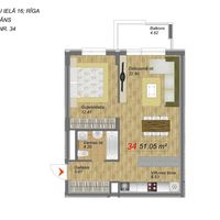 Flat in Latvia, Riga, 52 sq.m.