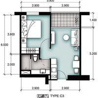 Flat in Thailand, 34 sq.m.